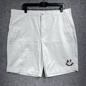 Polo Ralph Lauren Stretch Classic Fit Shorts Men's 38 White Embroidered 1967 Y2K